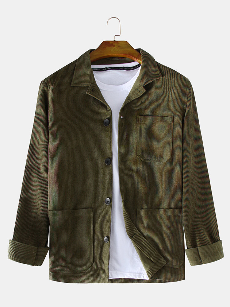 Men corduroy multi pockets vintage jacket Sale - Banggood.com