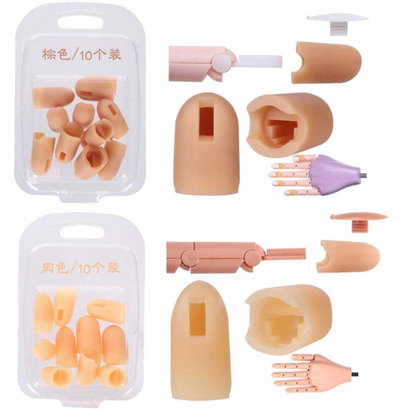 10 Stks Nail Art Praktijk Hand Siliconen Vinger Cover Hand Vervanging Vinger Onderdelen