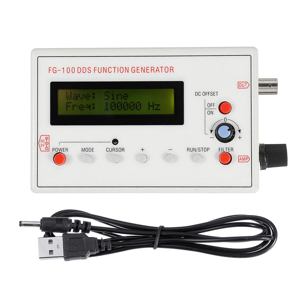 

1Hz-500KHz DDS Functional Signal Generator Frequency Generator Sine + Square + Triangle + Sawtooth Waveform Meter