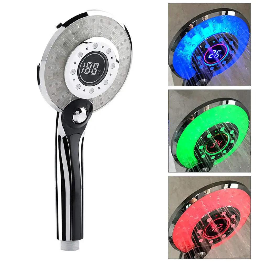 Bakeey LED Light LCD Display Third Gear Water Flow Self Illumination Temperature Control Shower Head For Smart Home