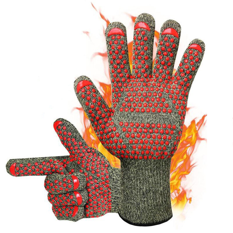 BBQ Grillhandschuh IPRee® 1 Stück 300-500℃ Extrem hitzebeständige Handschuhe zum Kochen, Backen, Camping und Picknick