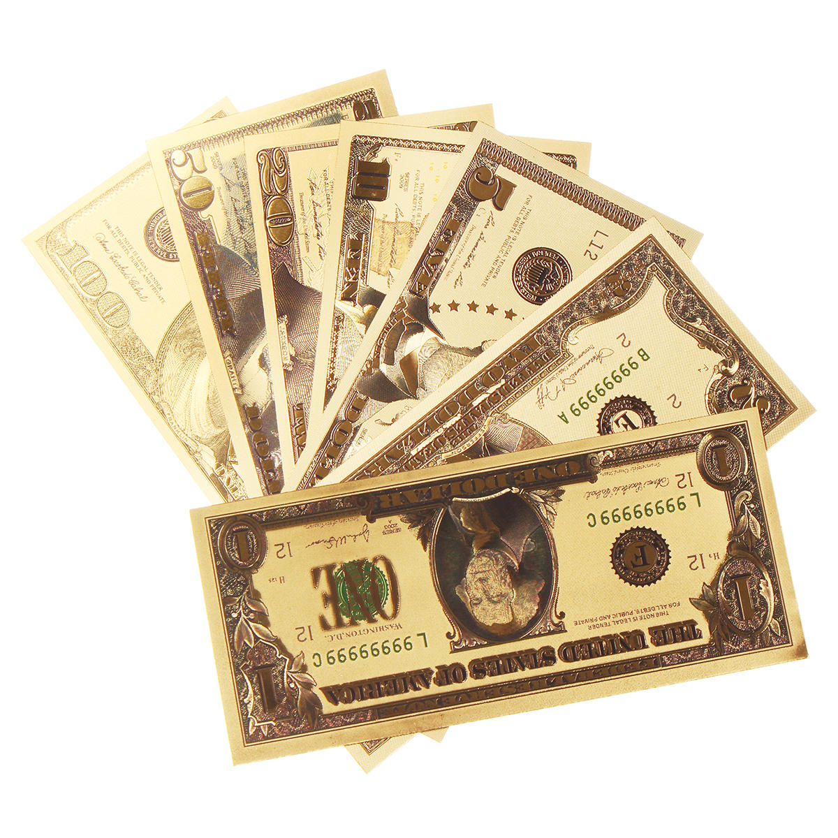 

1 комплект Доллар США Золотая фольга Золотые бумажные деньги Коллекция монет Монета Памятное изготовление банкнот