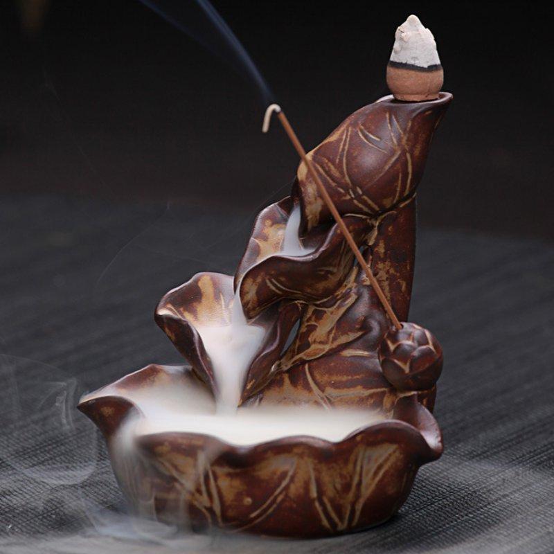 

Waterfall Backflow Ceramic Incense Burner Cone Holder Censer Buddhist Home