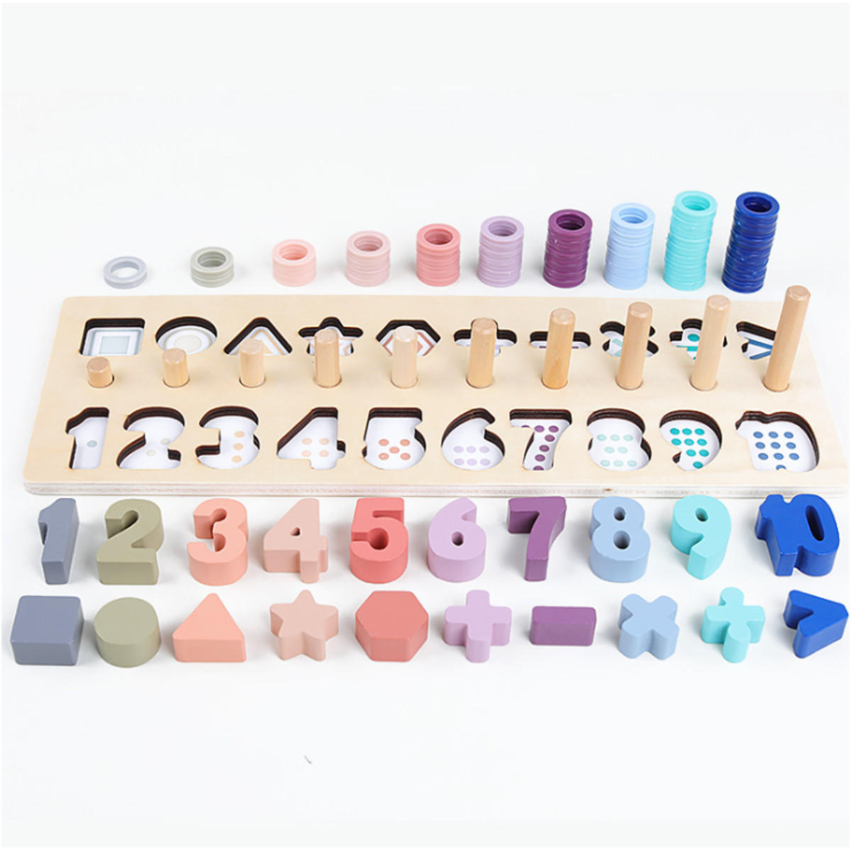

Baby Montessori Math Toys Digital Shape Pairing Counting Board Kids Baby Children Educational Wooden Toys Gift