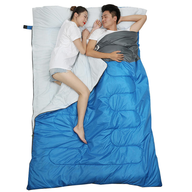 Bolsa de dormir doble impermeable para camping, picnic y viajes al aire libre de 220x145 cm con colchoneta