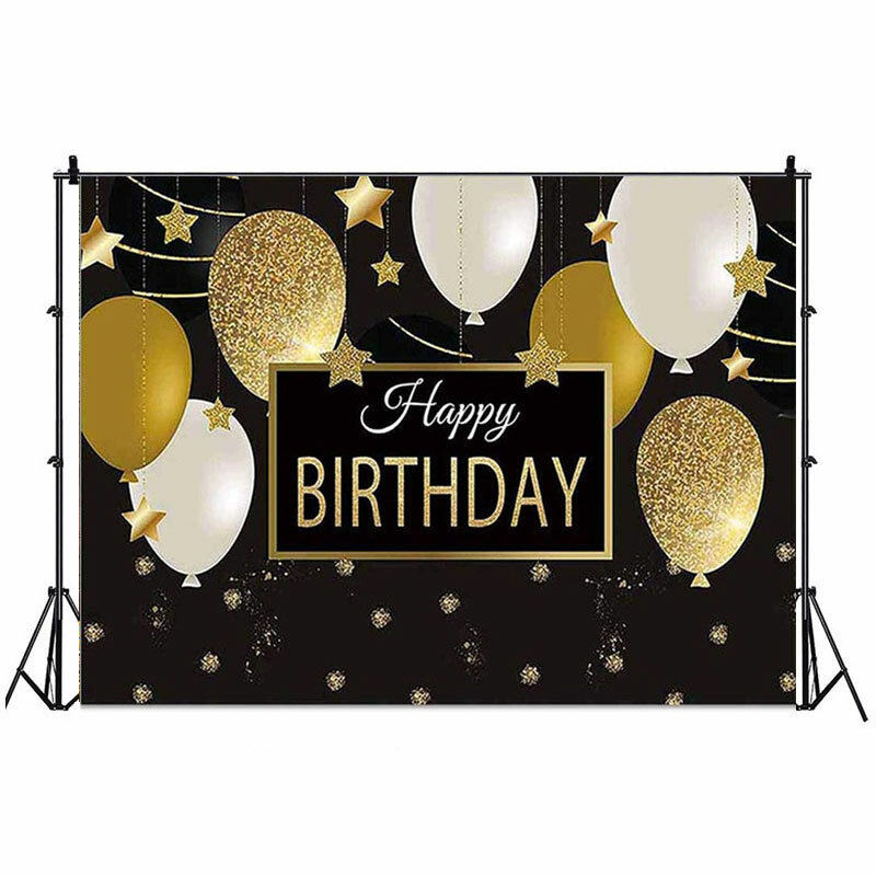 

5x3FT 7x5FT 9x6FT Gold White Balloon Happy Birthday Photography Backdrop Background Studio Prop