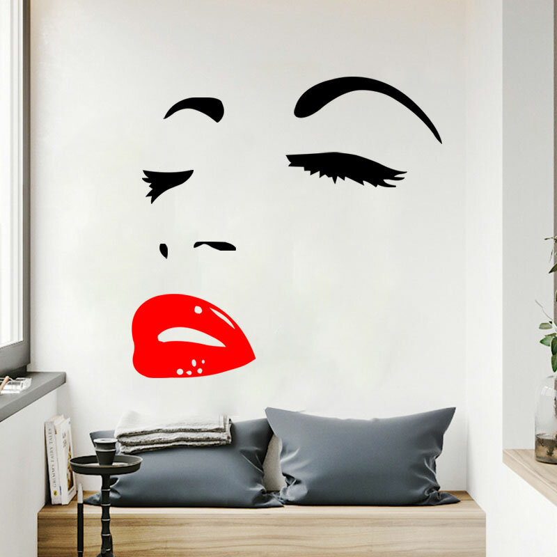 Miico FX1258 Rode lip schoonheid meisje muursticker kunst aan huis decoratie Stiker