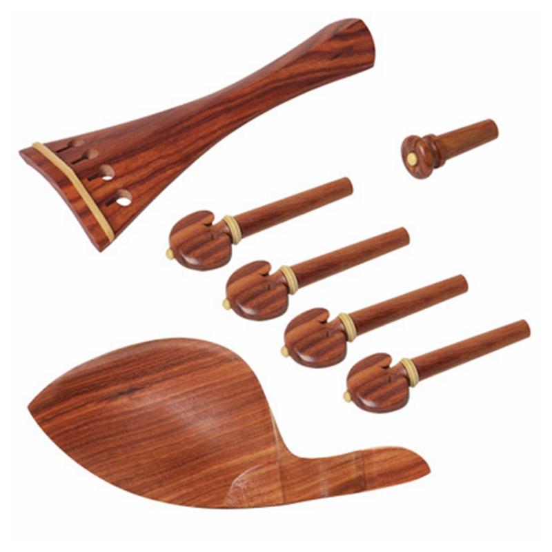 

7-Piece Redwood Violin Parts Set Includes 1 Tailpiece 4 Tuning Pegs 1 Chin Rest 1 Endpin Accessories for 4/4 Violin