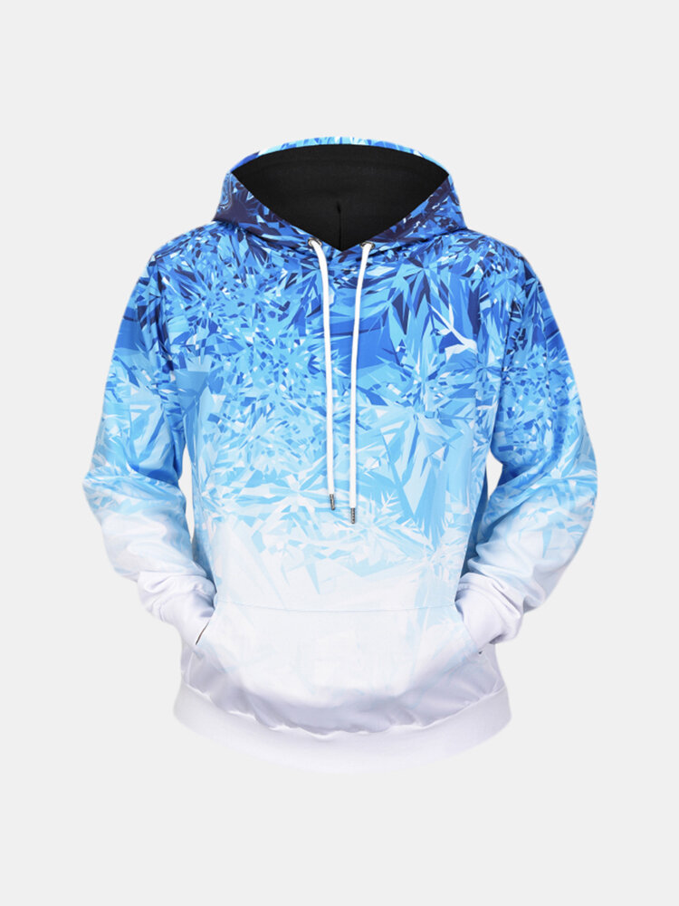 Heren ijskristallen 3D-afdrukken Lange mouw Casual mode sweatshirt met trekkoord en capuchon