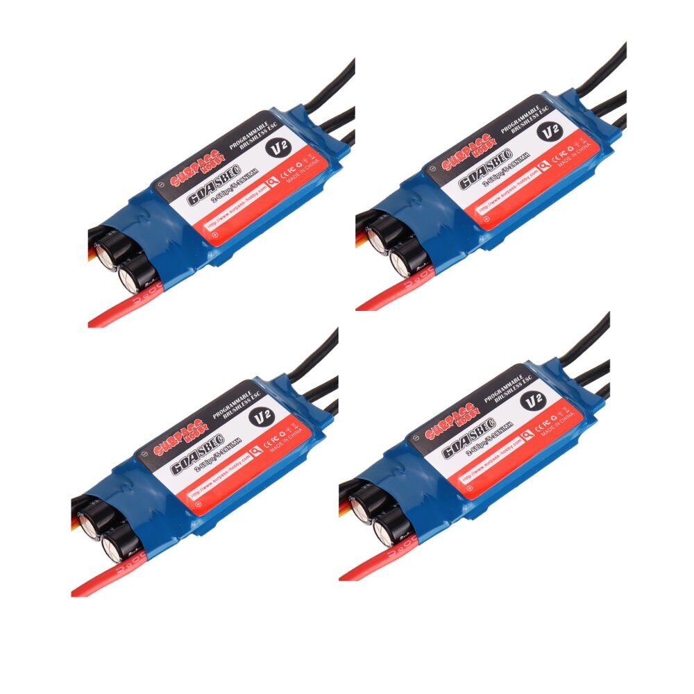4 PCS SURPASS Hobby V2 60A Brusheless RC ESC 5.5V/5A BEC 2S-6S for RC Airplane Drone Fixed Wing Quadcopter