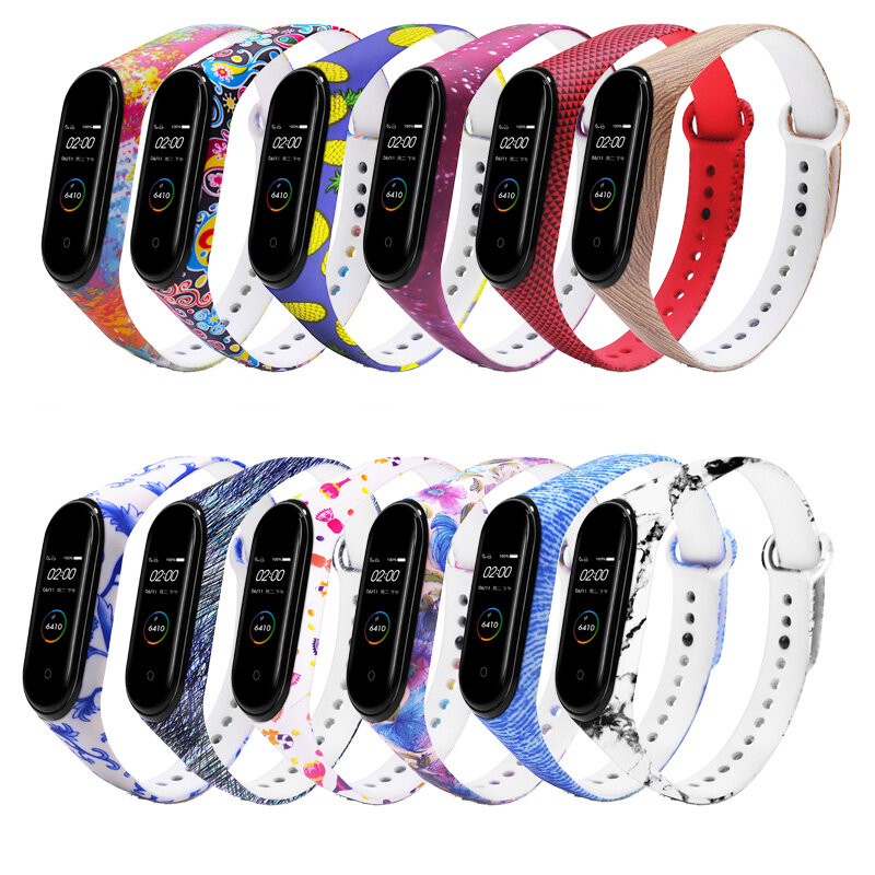 Kleurrijk patroon horlogeband horlogeband siliconen band voor Xiaomi Miband 4 Miband 3 niet-originee