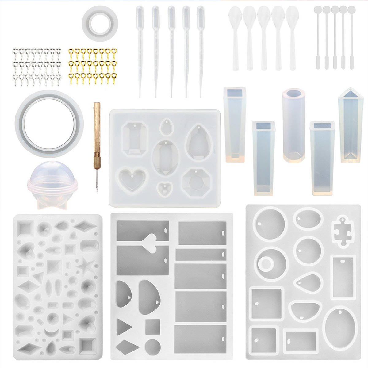 

76PCS DIY Resin Casting Molds Silicone Craft Jewelry Pendant Making Mould Tools Kit