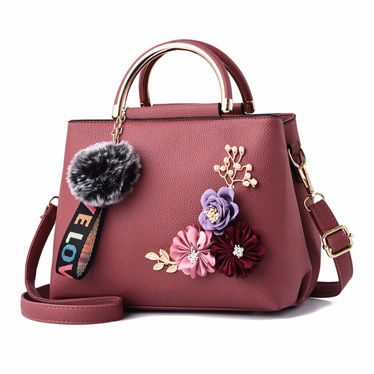 Womens purses and handbag shoulder bags ladies designer top handle satchel tote bag with ribbons and flower decoration