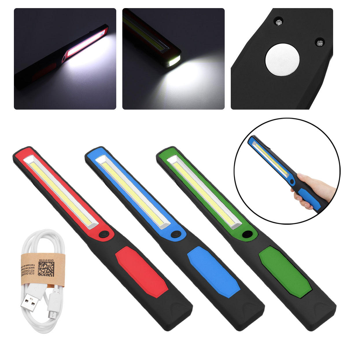 LED slanke werklamplamp LED-zaklamp Oplaadbare magnetische USB-lamplamp