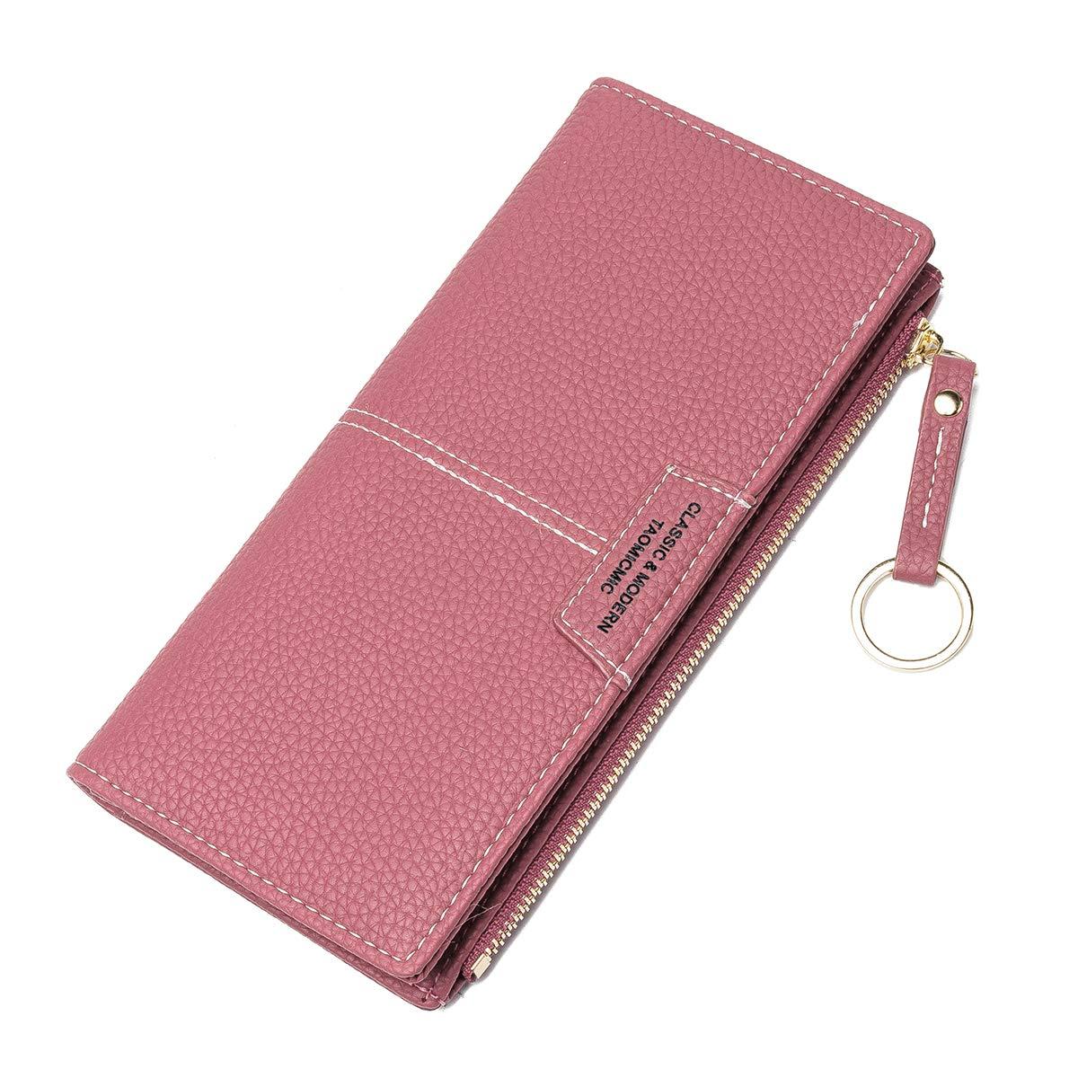 

JOSEKO Women's Small / Long Purse with Multiple Slots Wallet PU Leather Card Holder Purse Women with Key Ring for Girls