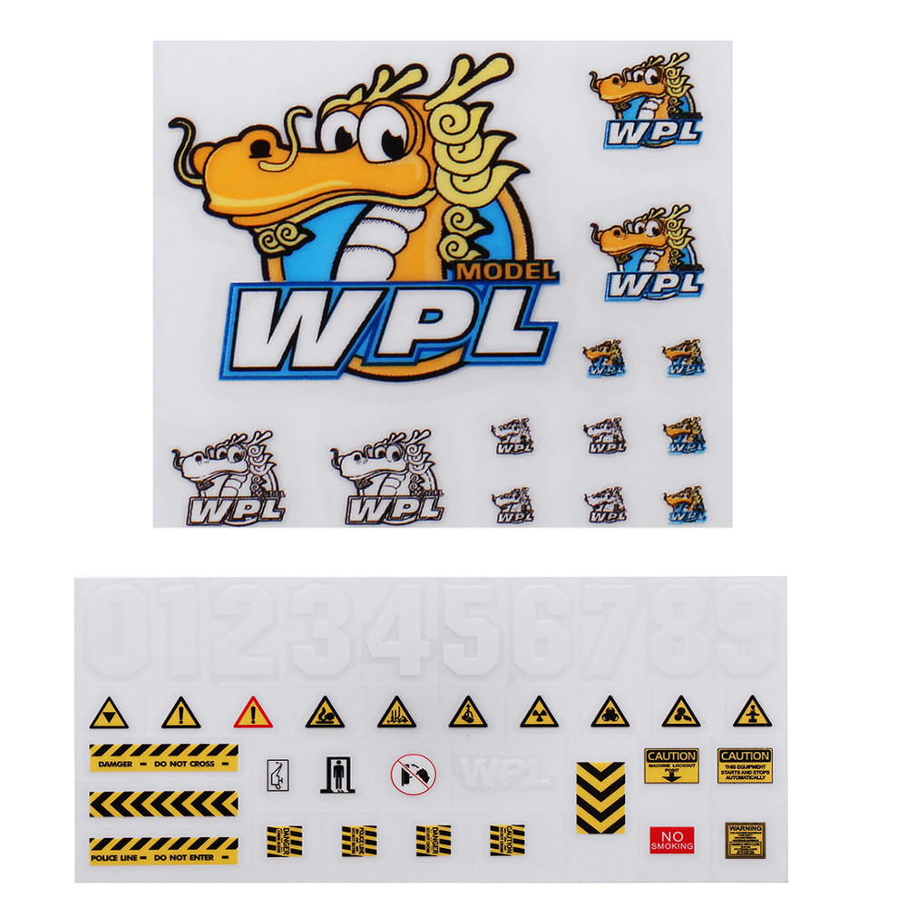 2PCS Stickers Sheet for 1/16 WPL B-1 B16 B14 B16 B24 B36 C14 C14 C34 DIY Decals RC Car Parts