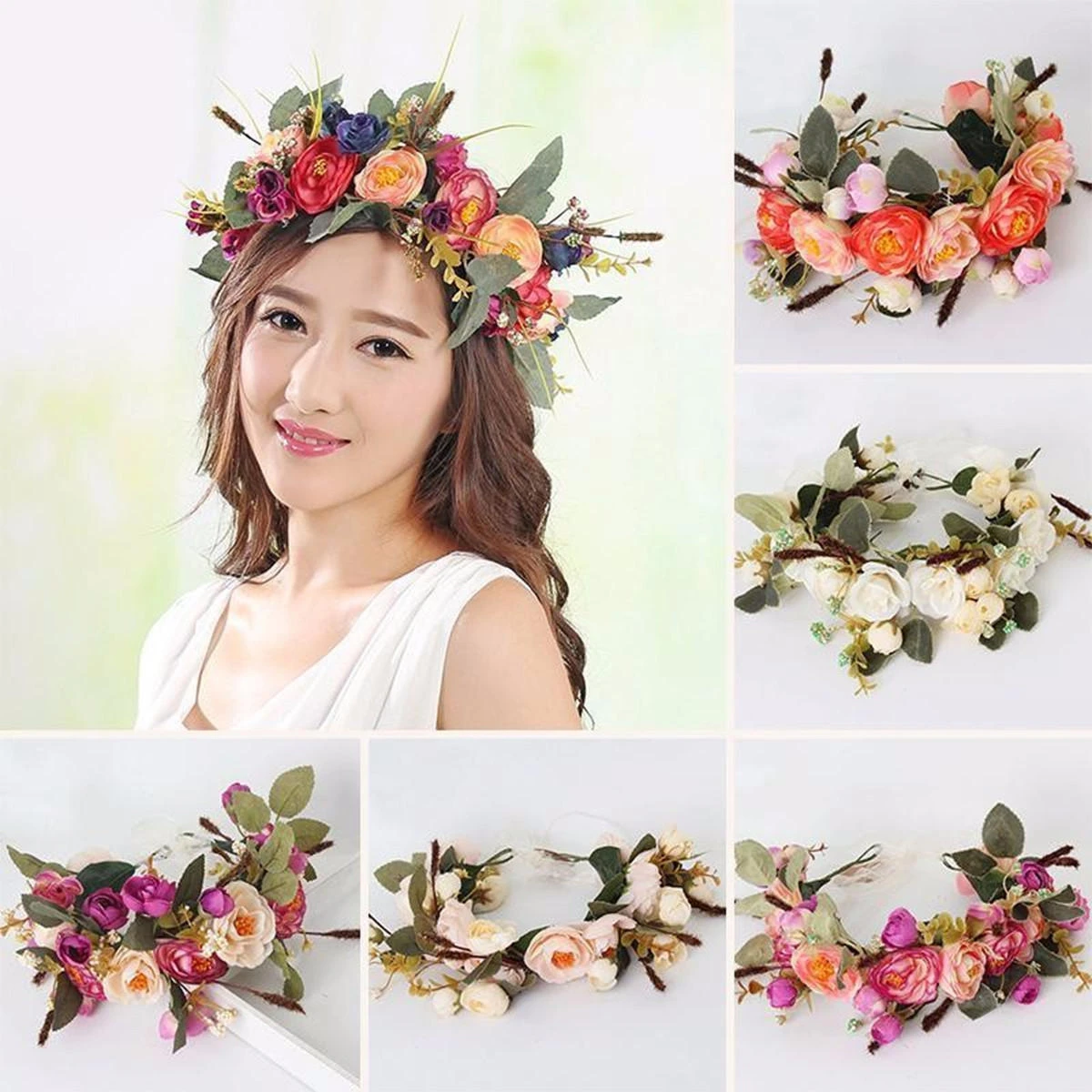 Garland Flower Crown Floral Women Hairband Headband Festival Party Decorations
