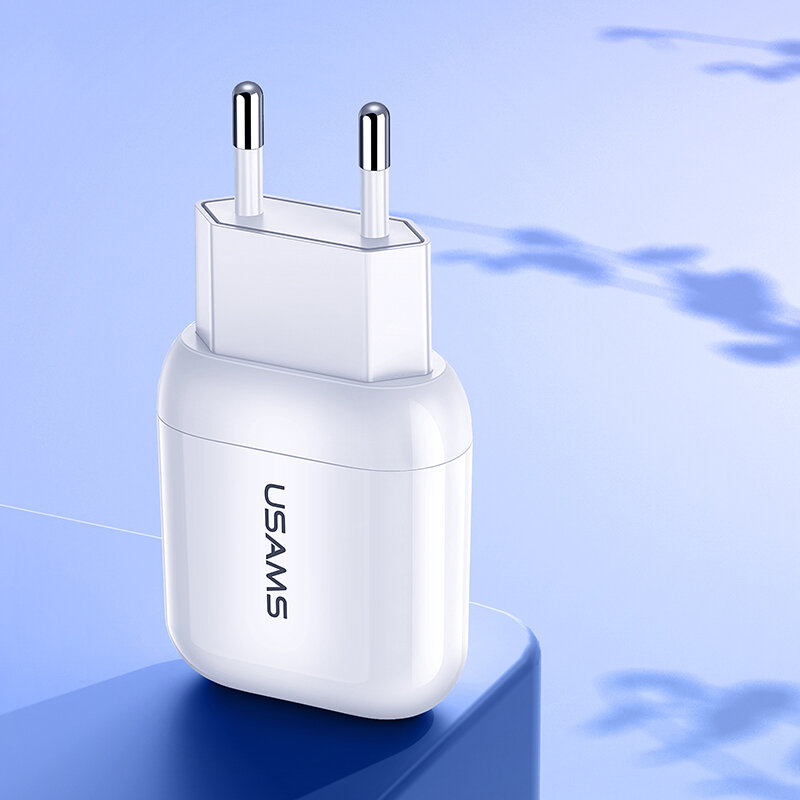 USAMS T19 5V 2.1A Travel Universal USB Power Wall Charger Adapter for US EU Plug for Samsung S10 + for Note8