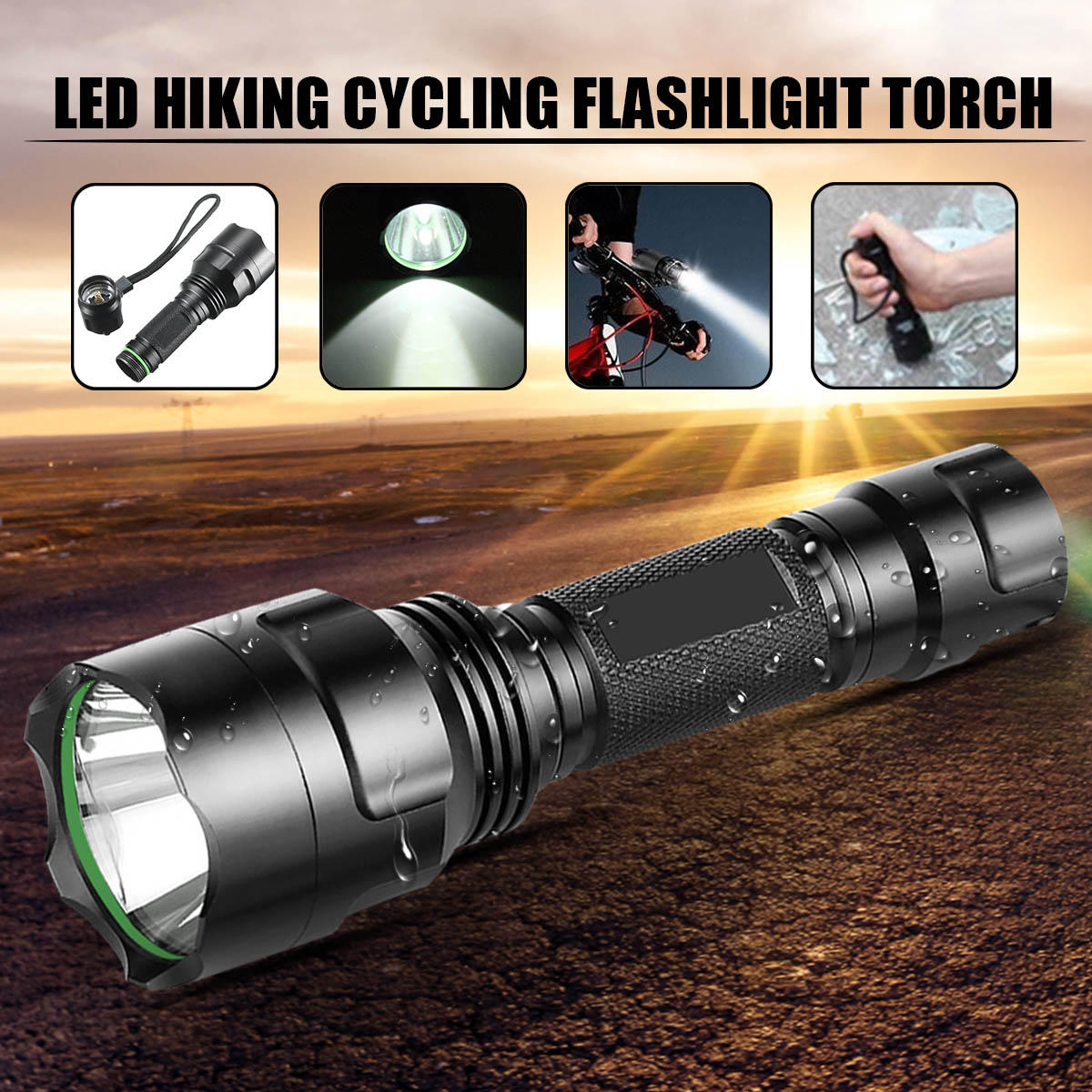 

Elfeland T6 LED Flashlight Tactical Torch 5Mode Lamp Camping 18650