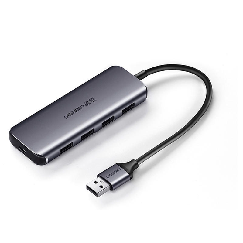 

UGREEN CM207 USB3.0 Высокоскоростной с 4 портами USB-концентратор Удлинитель из алюминиевого сплава Коннектор Многофункц