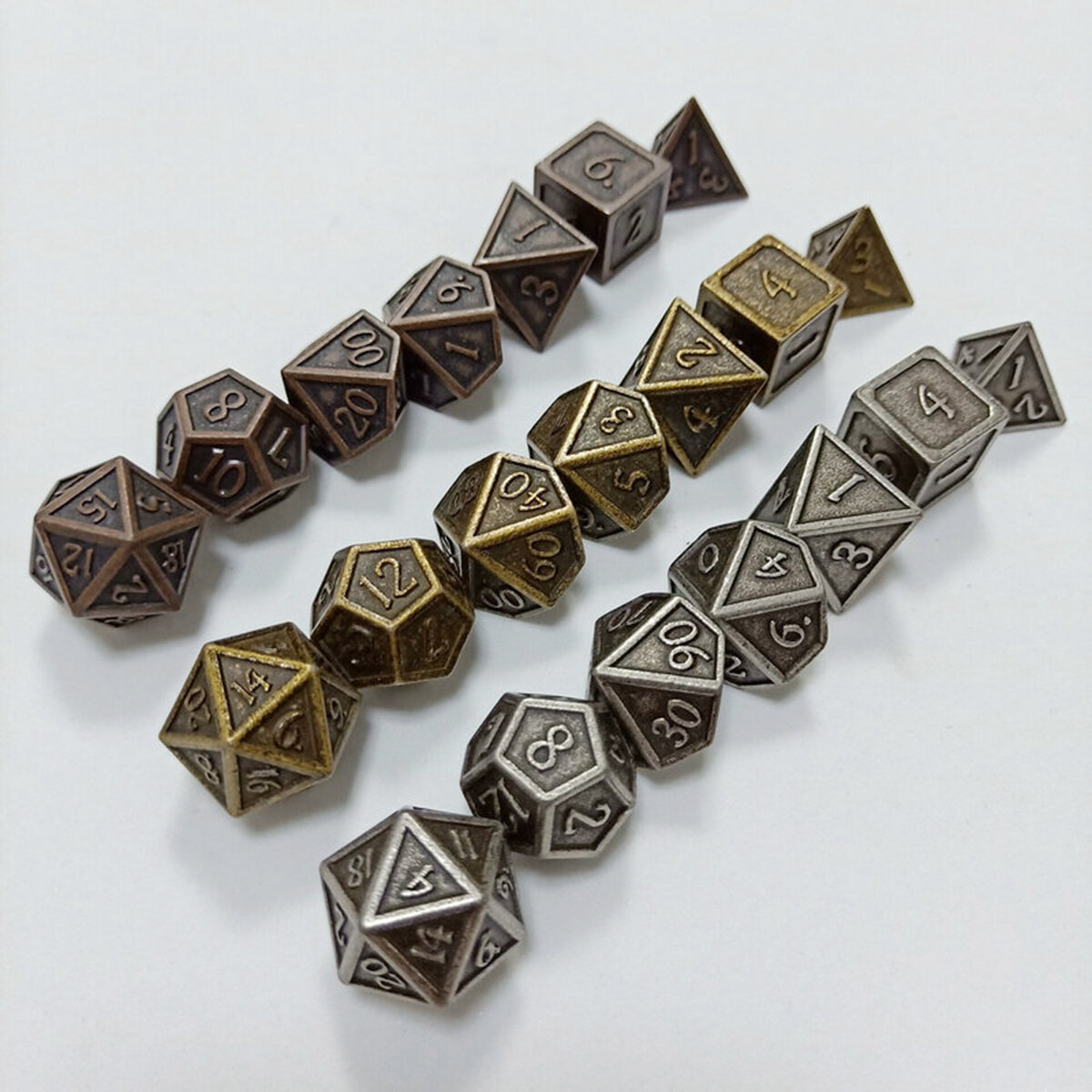 7-delige metalen polyedrische dobbelstenen DnD RPG TRPG-games dobbelstenen SET met opbergtas