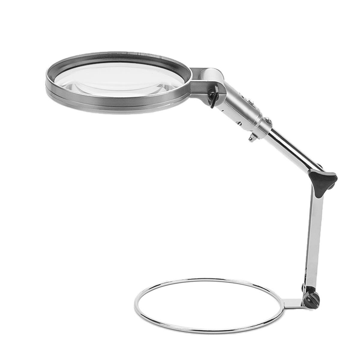 

2.5X 120mm Foldable Desktop Illuminated Magnifier Magnifying Glass Reading Loupe LED Lighted Lamp Optical Glass Lens Mag