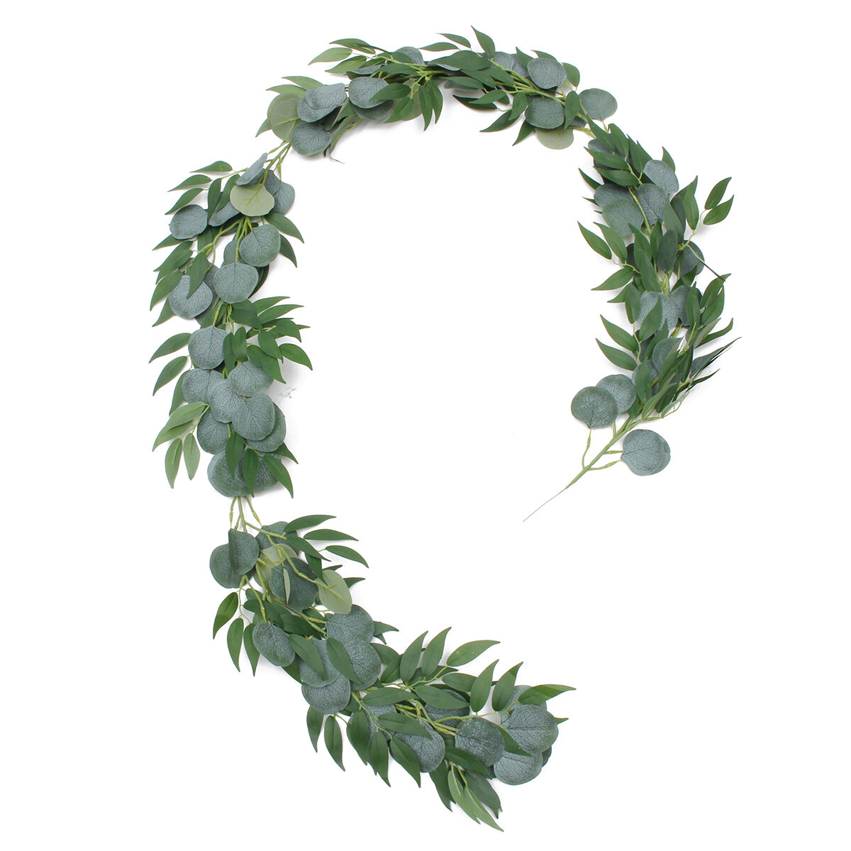 Kunstmatige zilveren dollar Eucalyptus Garland Faux Silk Leaf Vine Green Willow Ring Wedding Home Ga