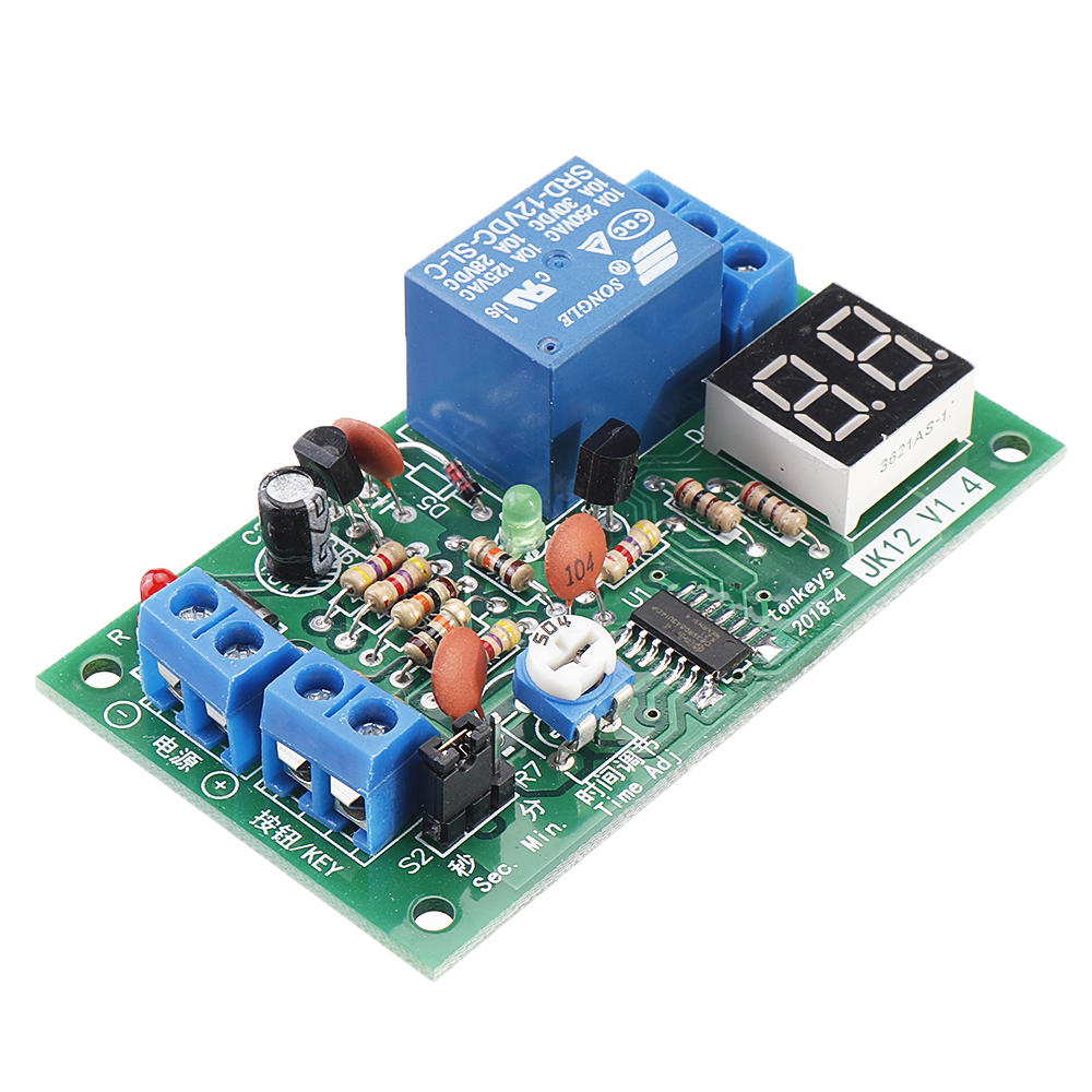 JK12-A 12V Tijd instelbare relaismodule met LED Digital Tube Dynamisch display Countdown Enkele chip