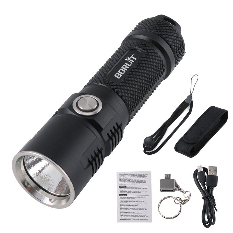 BORUIT BC10 XHP70 3600LM USB Rechargeable 26650 LED Flashlight IPX8 Waterproof Outdoor Hunting Torch