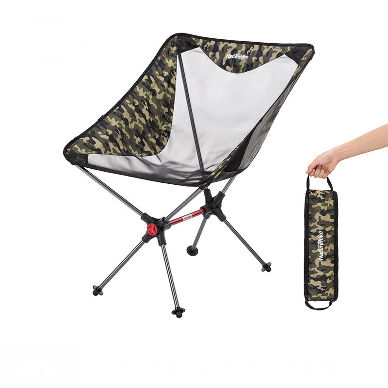 Cadeira dobrável de liga de alumínio Naturehike com carga máxima de 120 kg para camping, piquenique e viagens ao ar livre.
