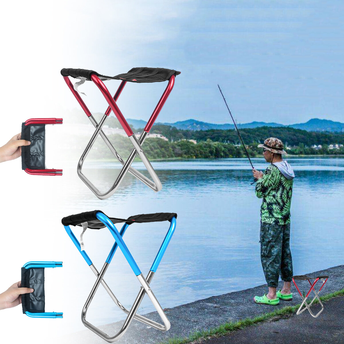 Tabouret pliant extérieur portatif de mini chaise pliante campant des chaises de BBQ de pêche