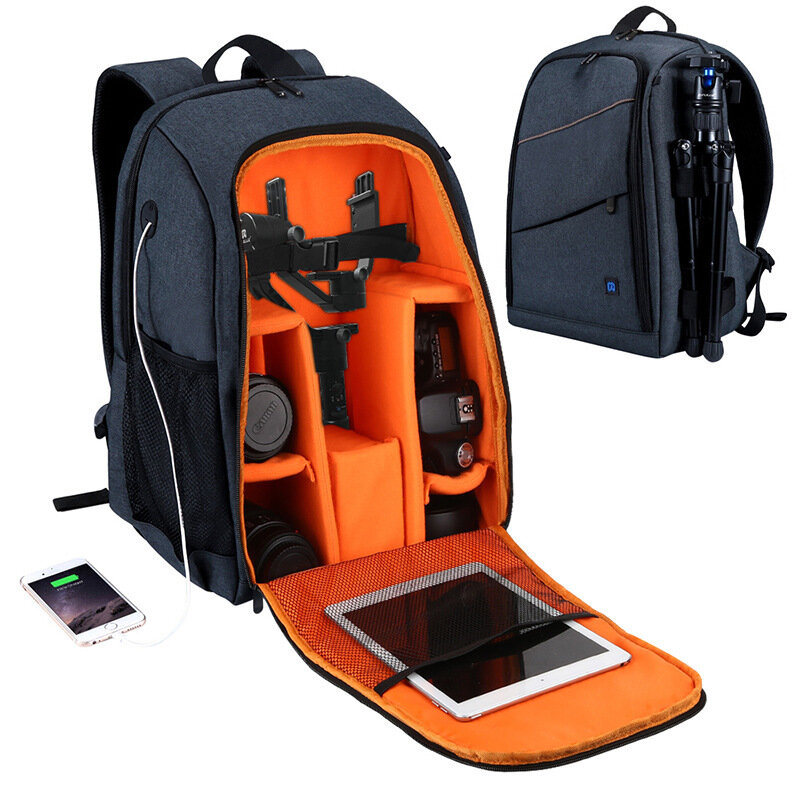 IPRee® Портативная сумка для камеры Водонепроницаемый фотографический рюкзак Сумка для ноутбука 15,6 дюймов Сумка для путешествий с USB-гнездом для наушников