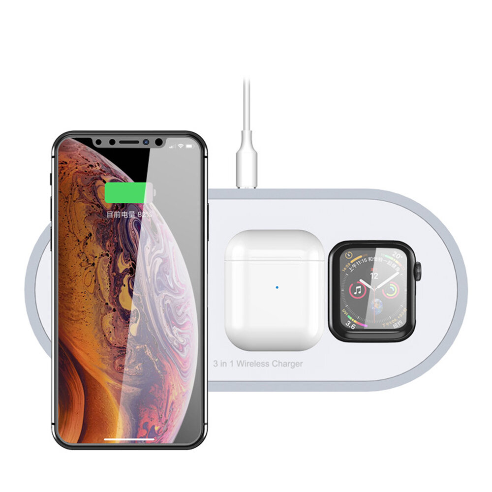 

Bakeey 18W 3 in 1 LED Indicator Qi Fast Charging Wireless Charger For Airpods Apple Watch 4 3 2 1 iWatch iPhone 11 Pro X