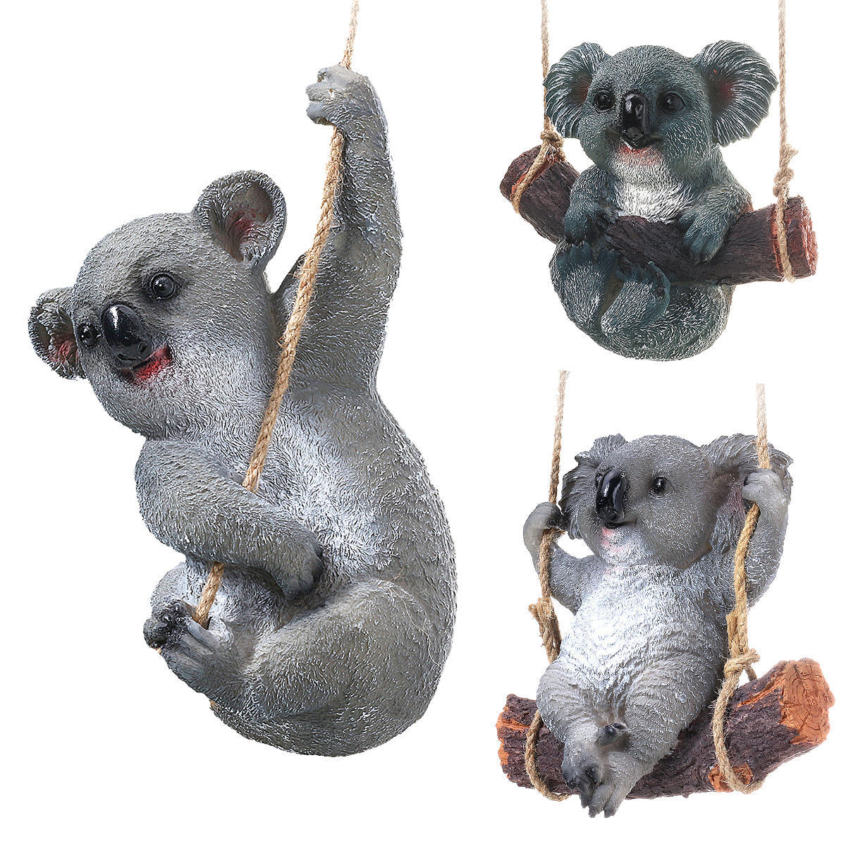 

Cute Koala Hanging Swing Tree Ornament Figurine Statues Garden Sculptures Decorations