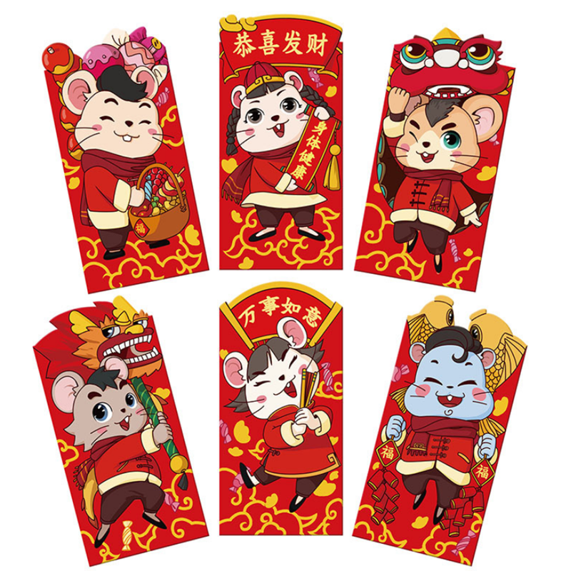 Cartoon Character Creative Mouse Year Red Rnvelope Waterproof Stereoscopic Paper Envelopes