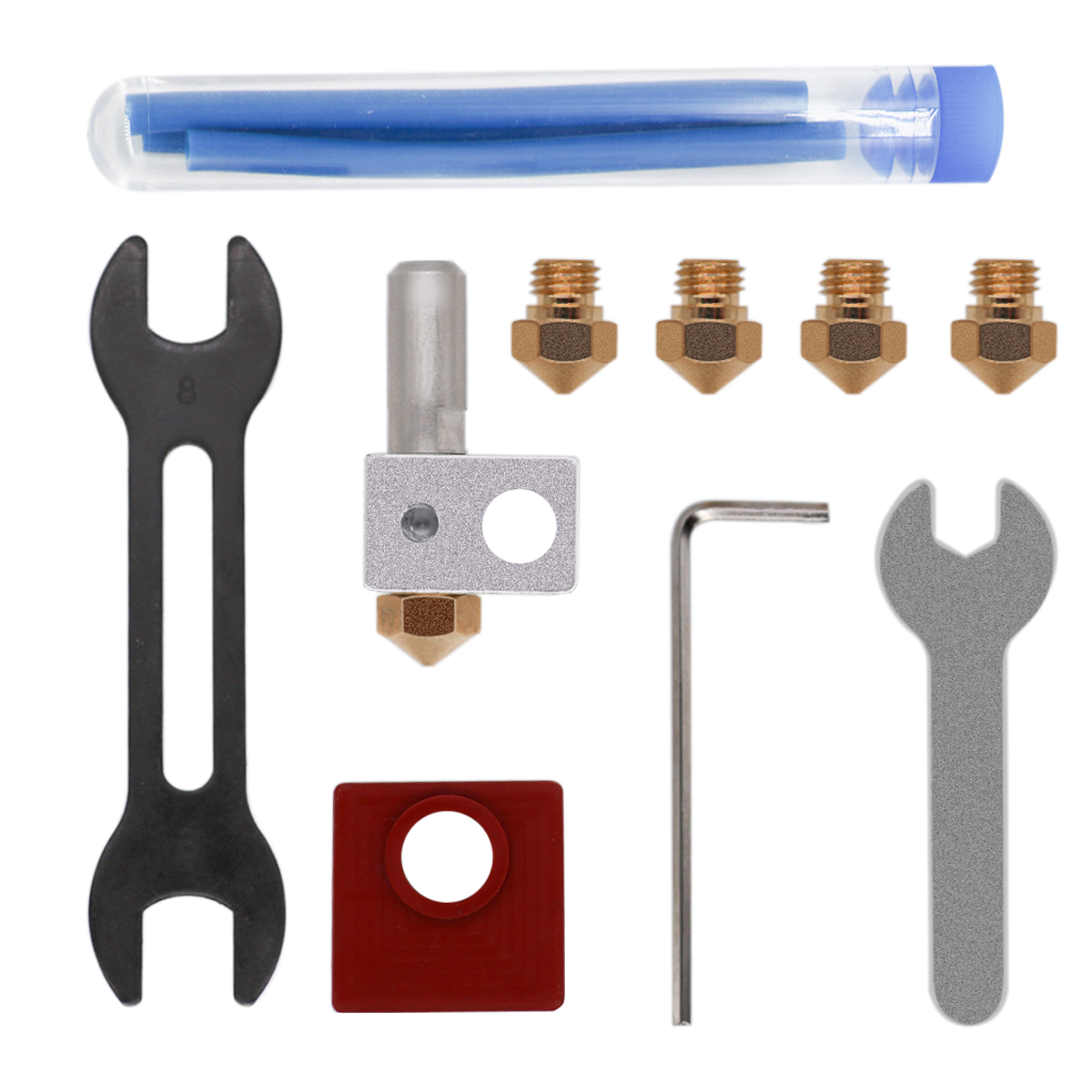 

MK10 All Metal Hotend Kit withMK10 Extruder+0.4mm+0.6mm Brass Nozzle+PTFE Tube+Wrench Set for 3D Printer