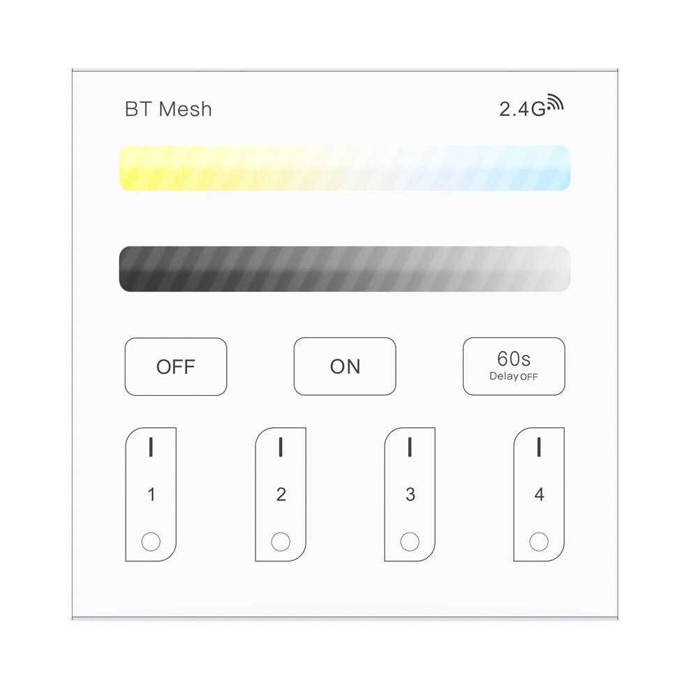 

AC100-240V ZJ-TRBM-CCT-A BT Mesh Color Temperature Smart Remote Panel Dimmer Controller for CCT LED Light