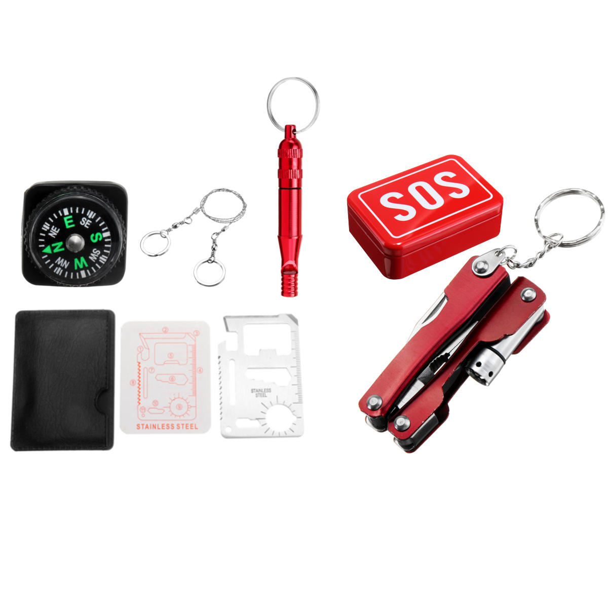 Kit d'outils de survie d'urgence SOS en plein air pour bureau à domicile voiture bateau Camping randonnée voyage ou aventures 216/45/39/6 pièces