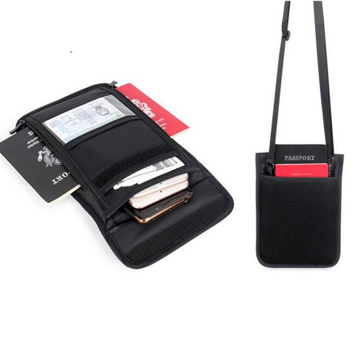 

RFID Blocking Passport Holder Neck Stash Pouch Security Travel Wallet