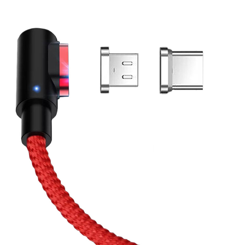 Bakeey 3A 3 in 1 Type C Micro USB LED-licht elleboog Magnetische snellaadgegevenskabel voor Huawei P