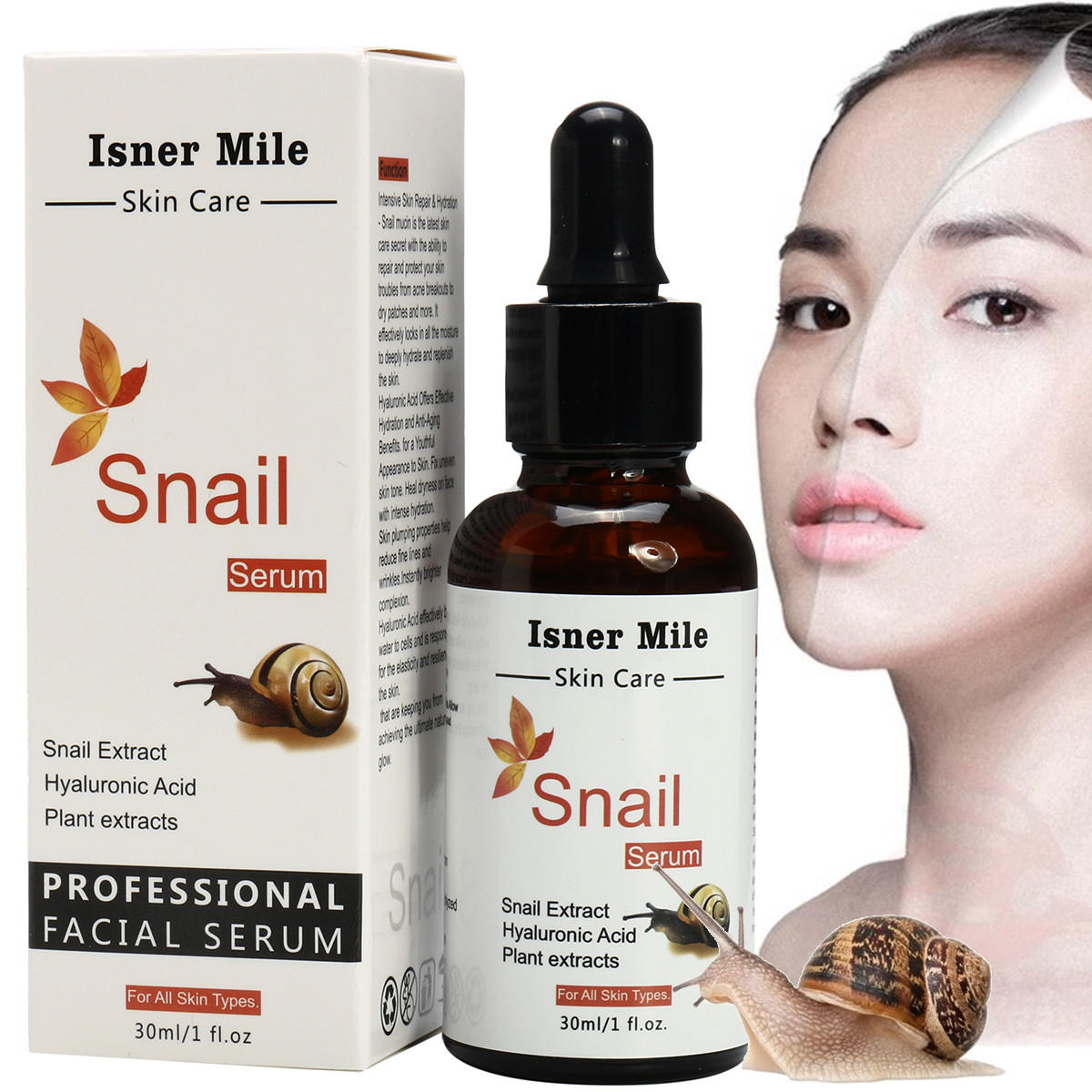 

99% Snail Serum Hyaluronic Acid Plant Extract Essence Whitening Moisturizing