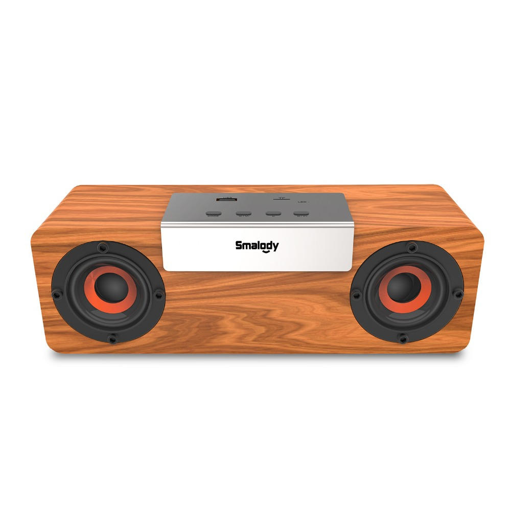 

Smalody Wireless Bluetooth V5.0 TWS Wooden Speaker Stereo Portable Outdoor Sound Box Subwoofer Computer PC Soundbar TF