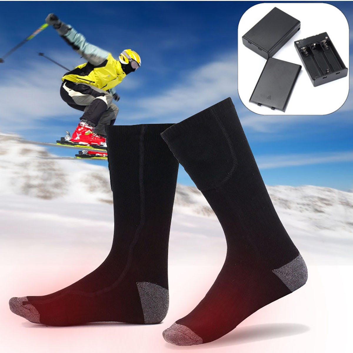 1 زوج القطن التدفئة الكهربائية الجوارب القطنية القدم أدفأ شتاء أقدام الحرارية التزلج ركوب الجوارب ساخنة