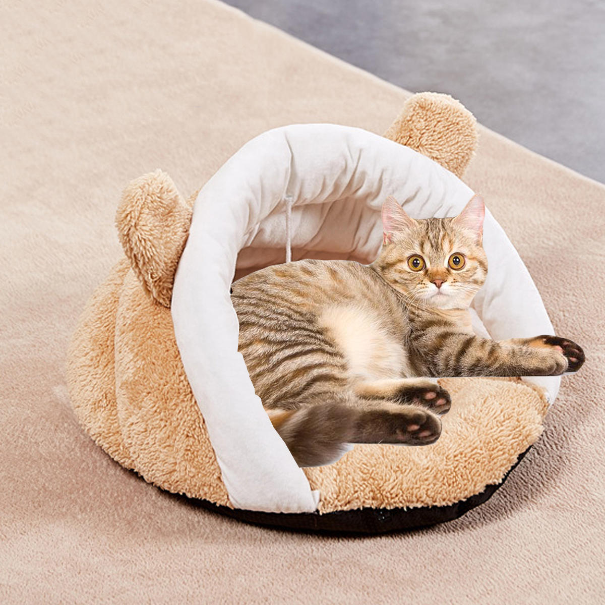 Huisdier Kat Hond Nest Bed Puppy Soft Warm Grot Huis Winter Slaapzak Mat Pad
