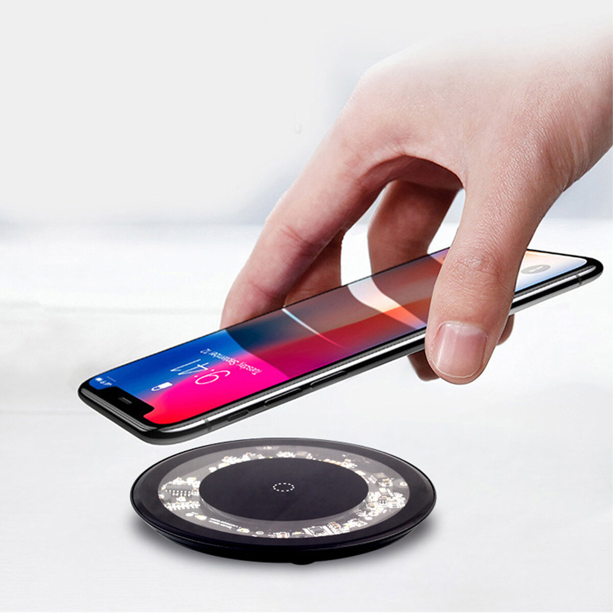 Bakeey15W透明スマート誘導急速充電ワイヤレス充電器foriPhone 11 Pro Max for Samsung S10 HUAWEI