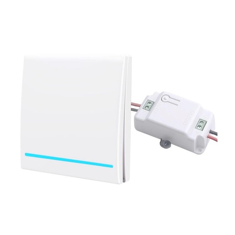 SMATRUL White 433Mhz Smart Push 1Gang Wireless Switch Light +RF Remote Control
