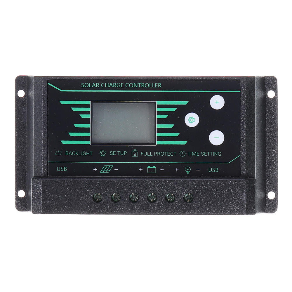 

PWM 10/20/30A 12V/24V Auto Solar Charge Controller LCD Dispaly Battery Charge Solar Controller Dual USB Port 2.5A with B