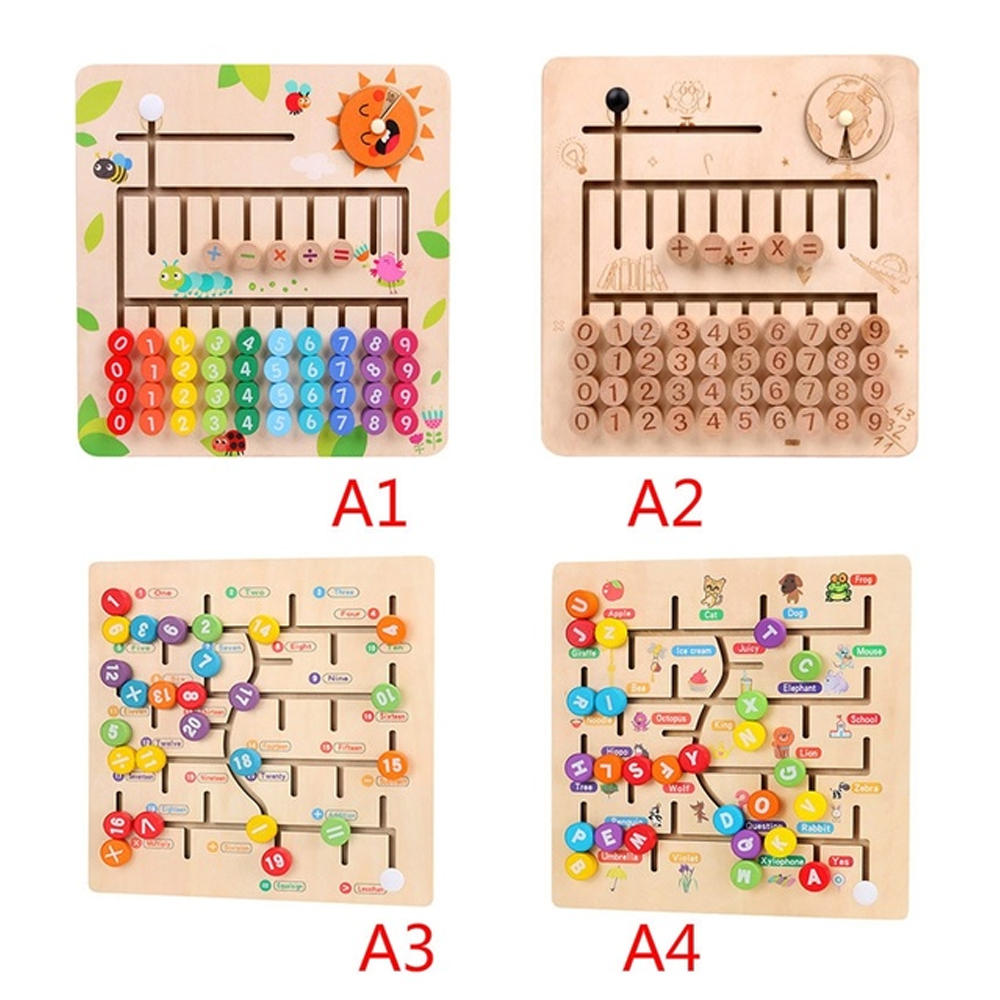 Math Toys Wooden Digitals Alphabet Learning Arithmetic Maze Matching Board Brain Development Toys fo