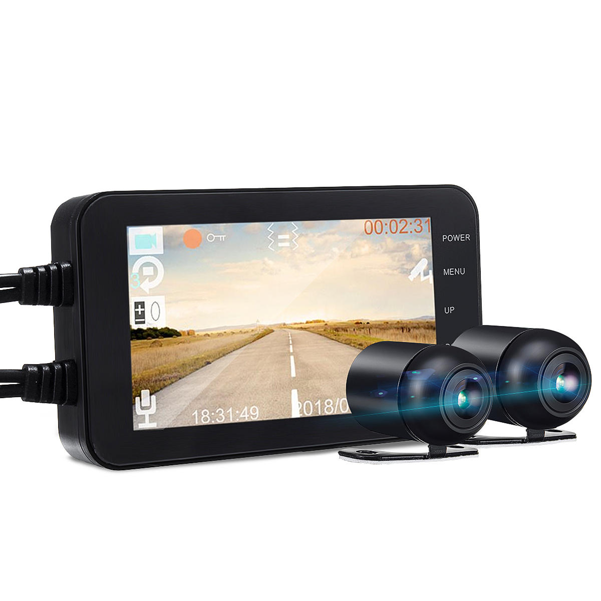 

4" FHD Dual 1080P+720P 140° Motorcycle DVR WIFI Dash Waterproof Camera Video Recorder Camcorder