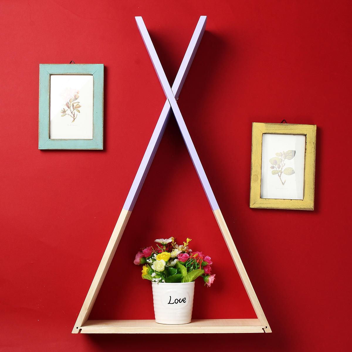 Nordic houten driehoek plank wand opknoping opbergrek boekenplank kantoor Home Decorations Stand